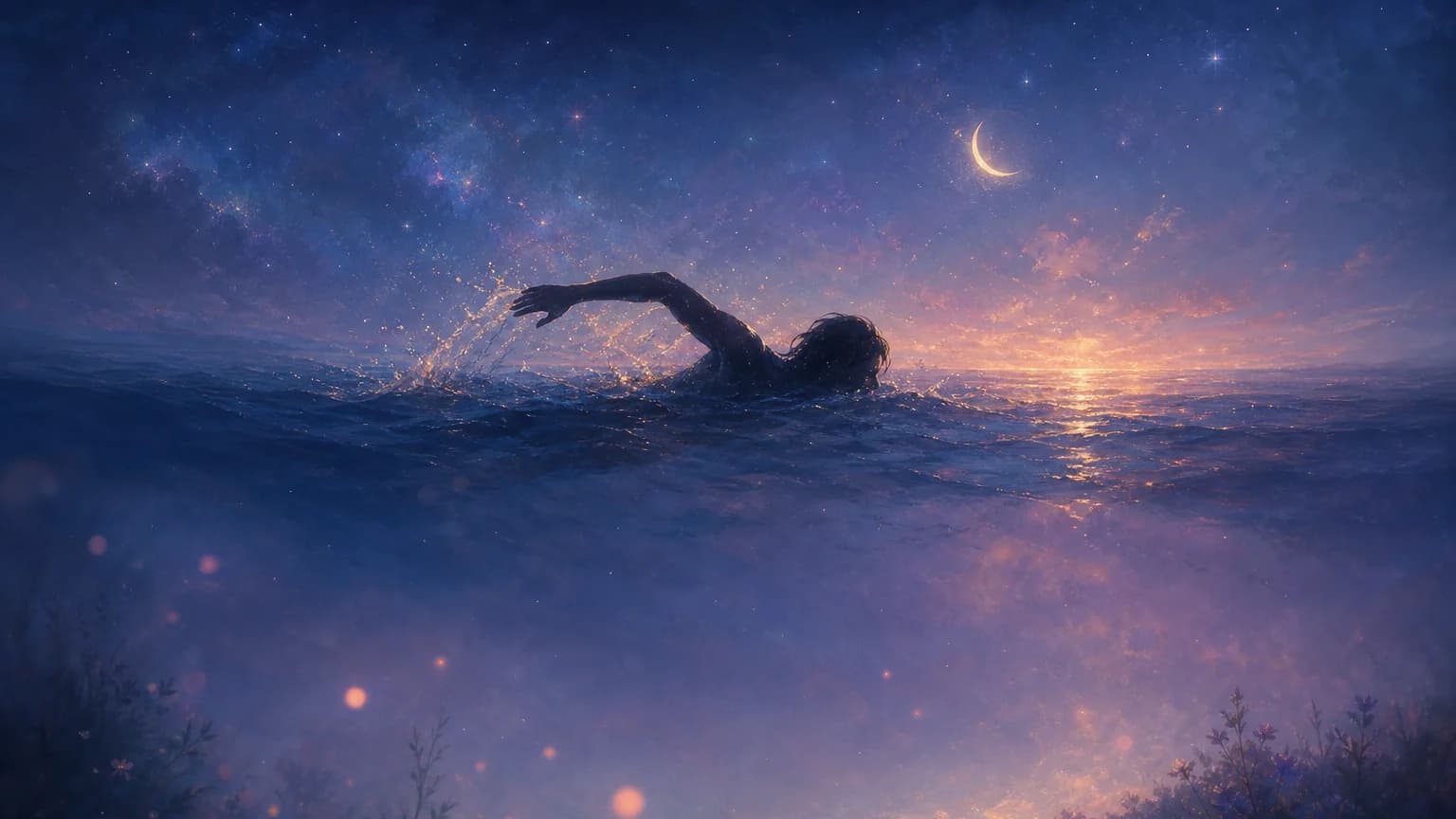 Dreaming about swimming in the sea - symbolic illustration