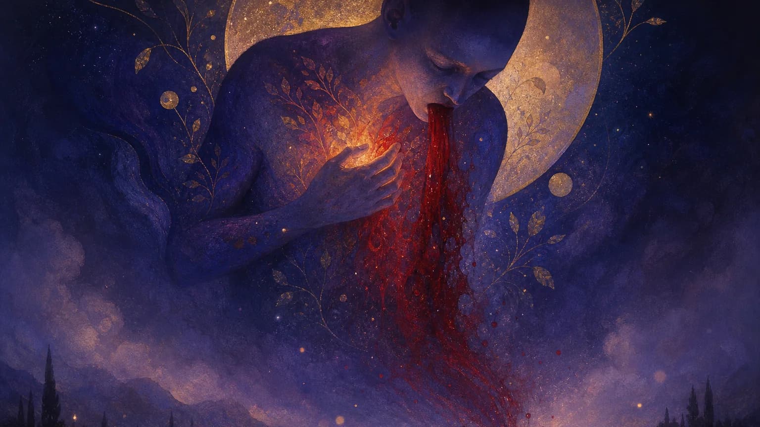 Dreaming about vomiting blood - symbolic illustration