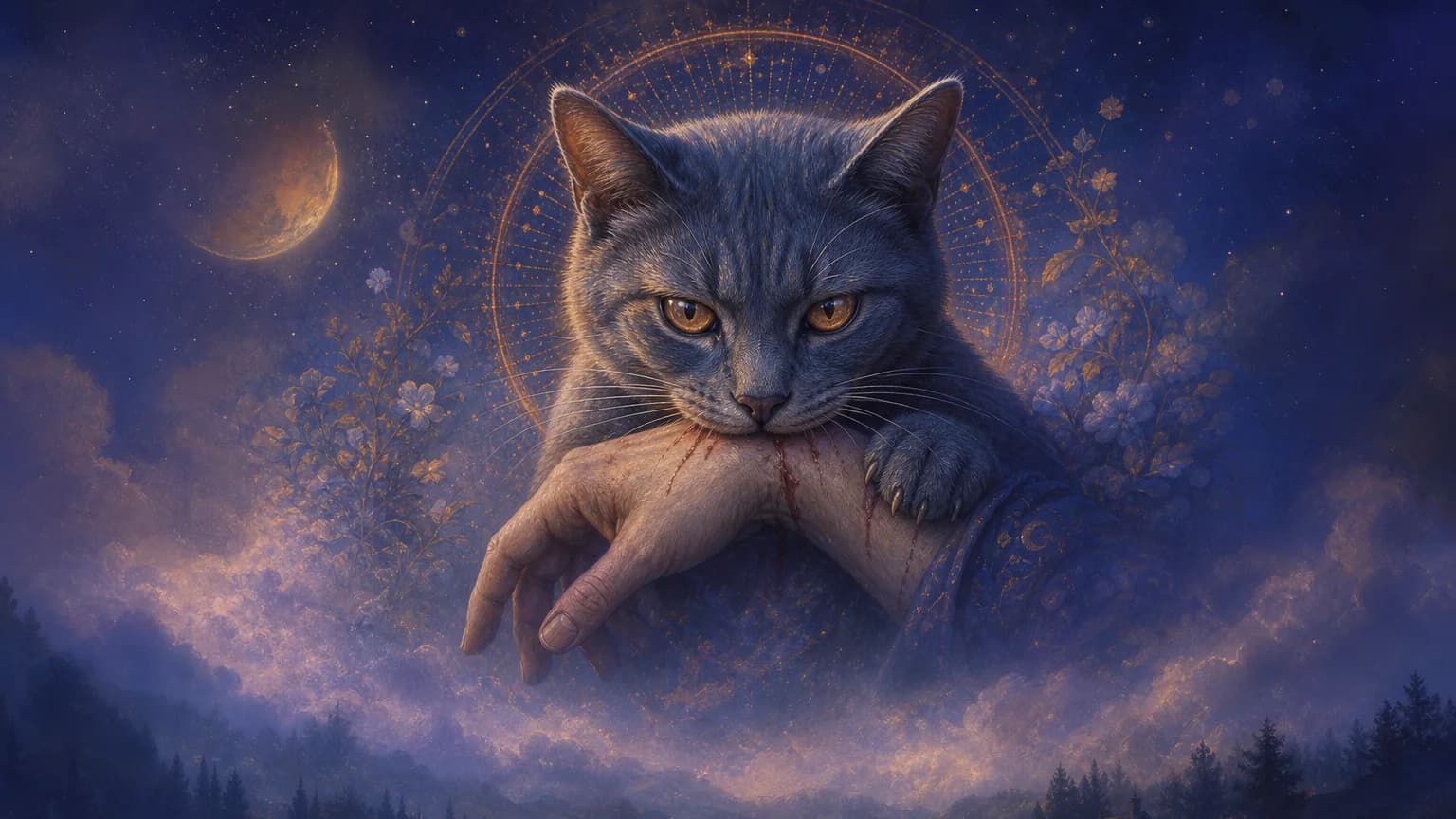 Rüyada Kedi Isırması Görmek - sembolik illüstrasyon