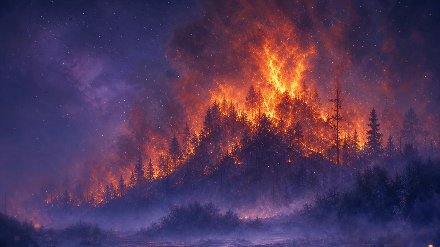Dreaming about forest fire - symbolic illustration