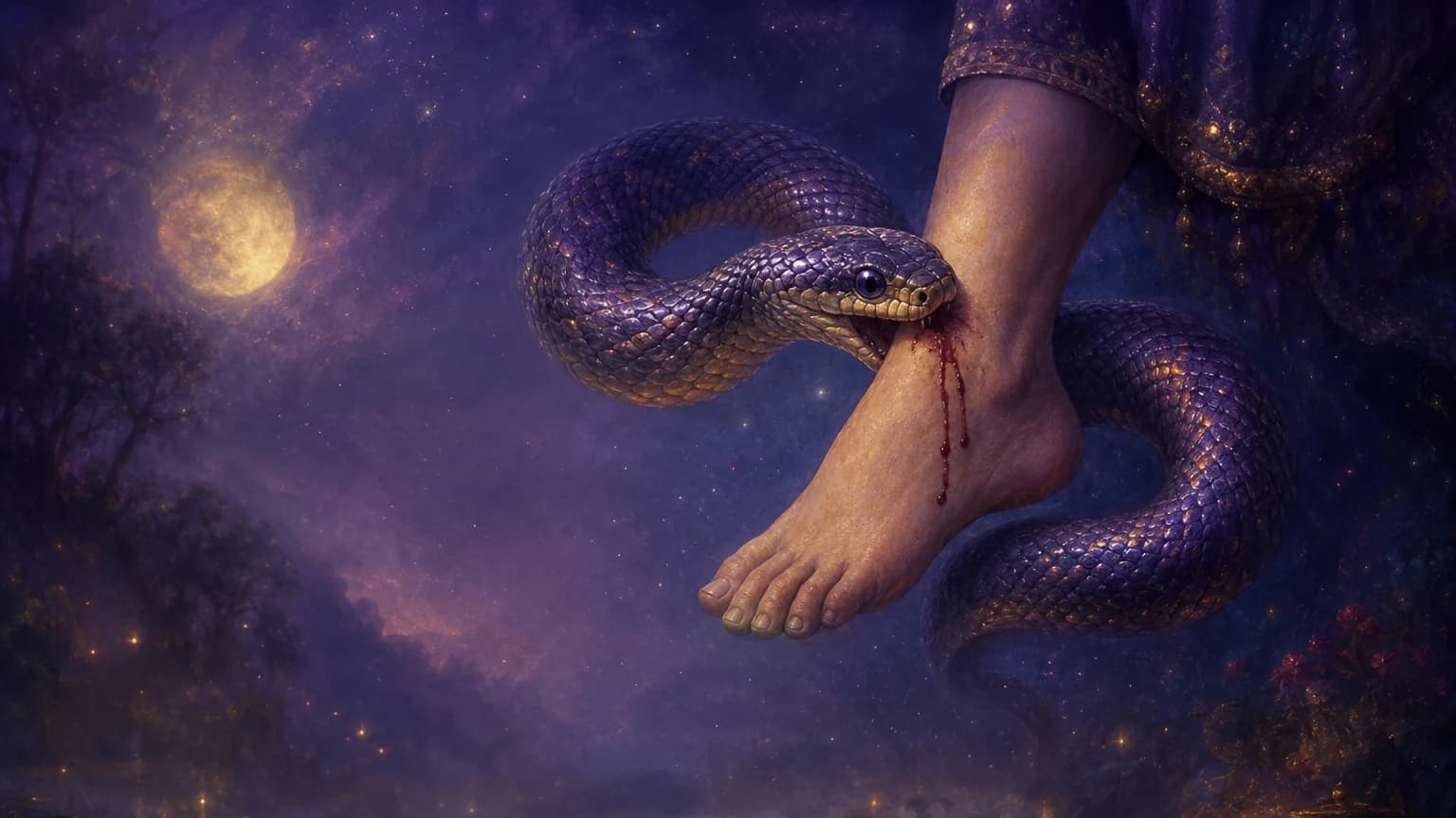 Dreaming about snake bite - symbolic illustration